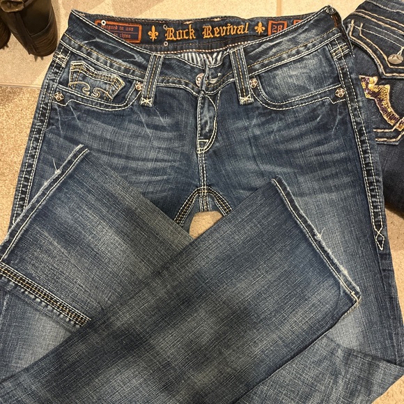 Rock Revival Jeans Alanis Boot Womens 28 Embellished Dark Blue - Picture 3 of 3